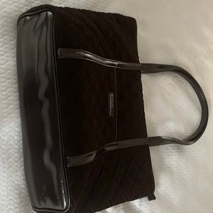 Chocolate quilted fabric laptop bag. Like new